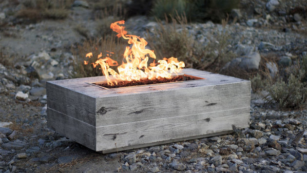 Natural timber look GFRC propane fire feature