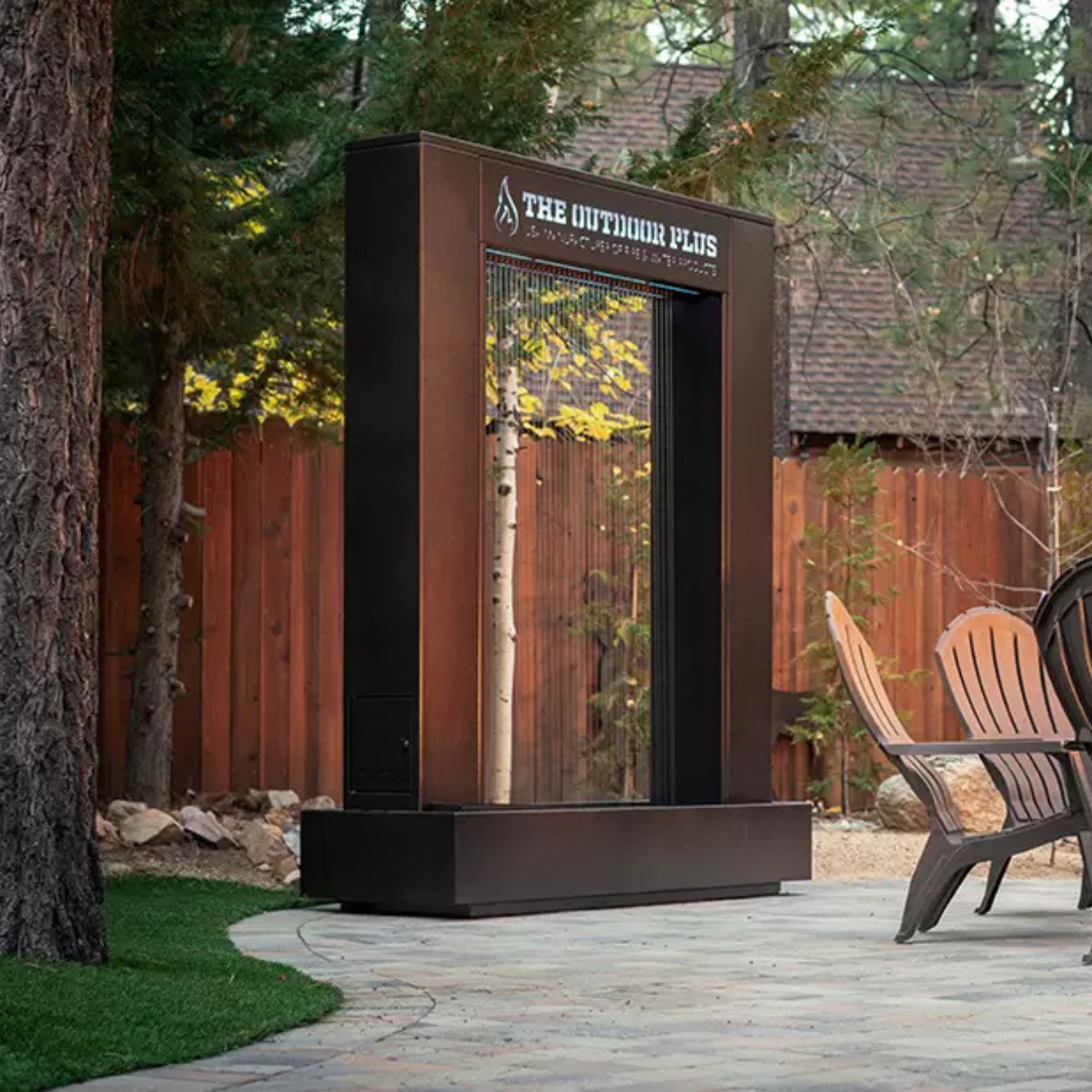 Modern easy-to-install landscape fountain (Paradise Fall) enhancing a luxury outdoor living space.