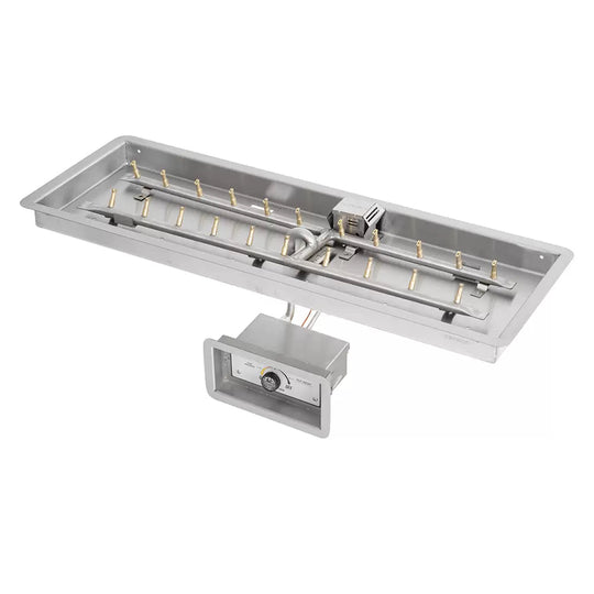 Large rectangular fire pit burner stainless steel pan – custom fire feature