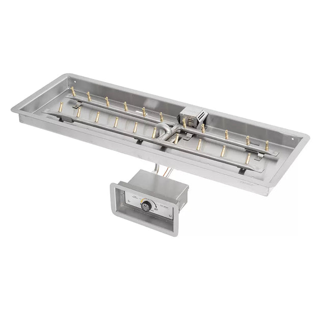 Large rectangular fire pit burner stainless steel pan – custom fire feature